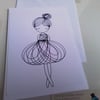 Handmade card. Colour in card. Ballerina card. Ref 082