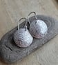 Sterling silver disc earrings, Leaf texture pattern - Image 1