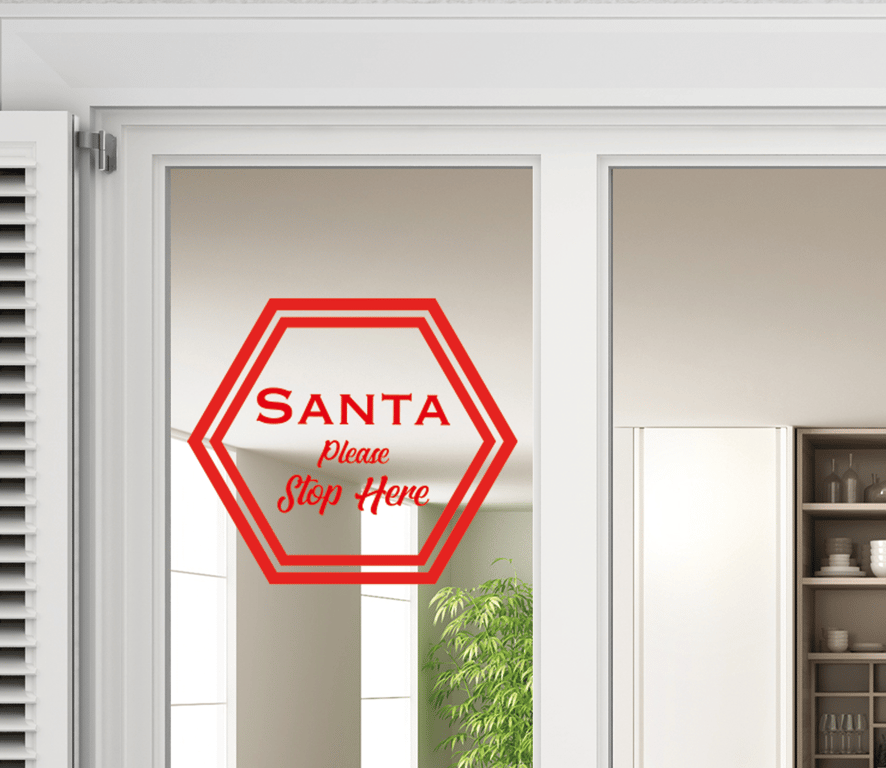 Christmas Santa Stop Here Sign Decoration Sticker Decor Vinyl Window