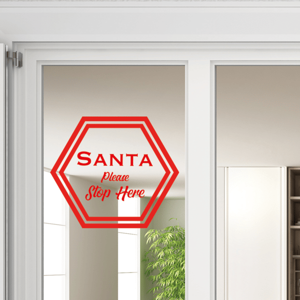 Christmas Santa Stop Here Sign Decoration Sticker Decor Vinyl Window