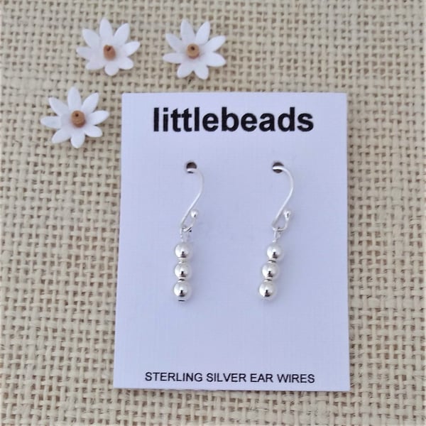 Small Bead Sterling Silver Earrings