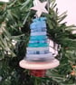 Blue and White Button Christmas Tree Decoration - Star Topper - Image 2