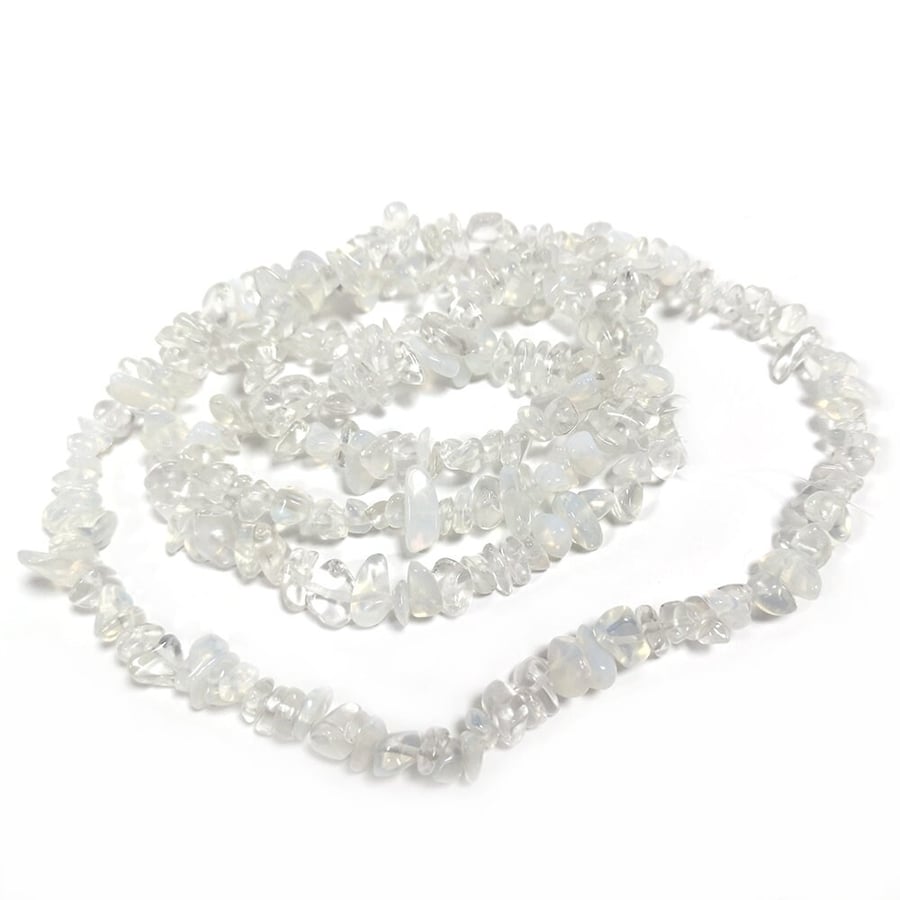 Opalite Clear 5-8mm Smooth Chips, Grade A, Authentic Man-Made Gemstone Beads, 1m