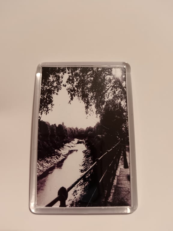 Black and white sepia scenic river view photography fridge magnet 