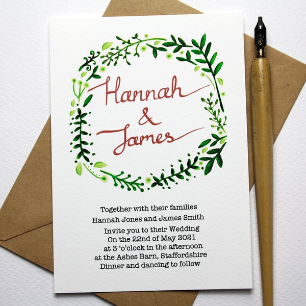 Fern wedding invitation