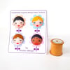 Doll Face Buttons (Set of 4) 