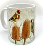 Goldfinch with Teazles Ceramic Mug - matching Coaster option - Image 6