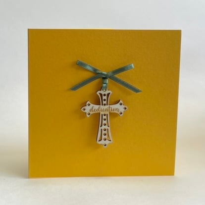 'Dedication' card with detachable decoration