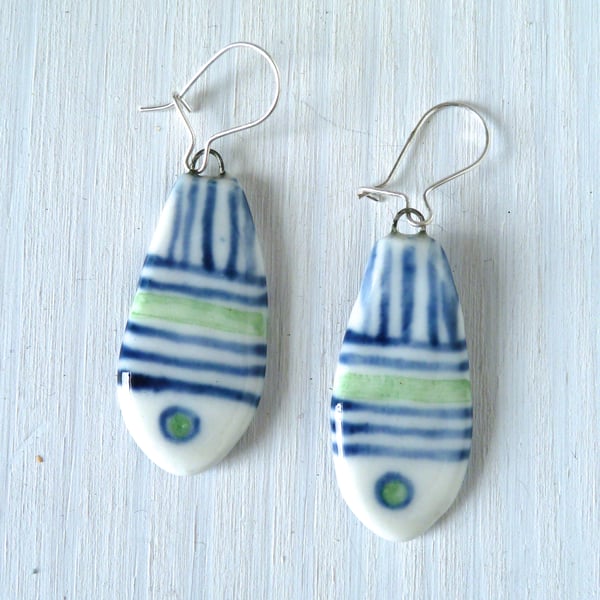 Delicate porcelain drop earrings, hand made in Hampshire