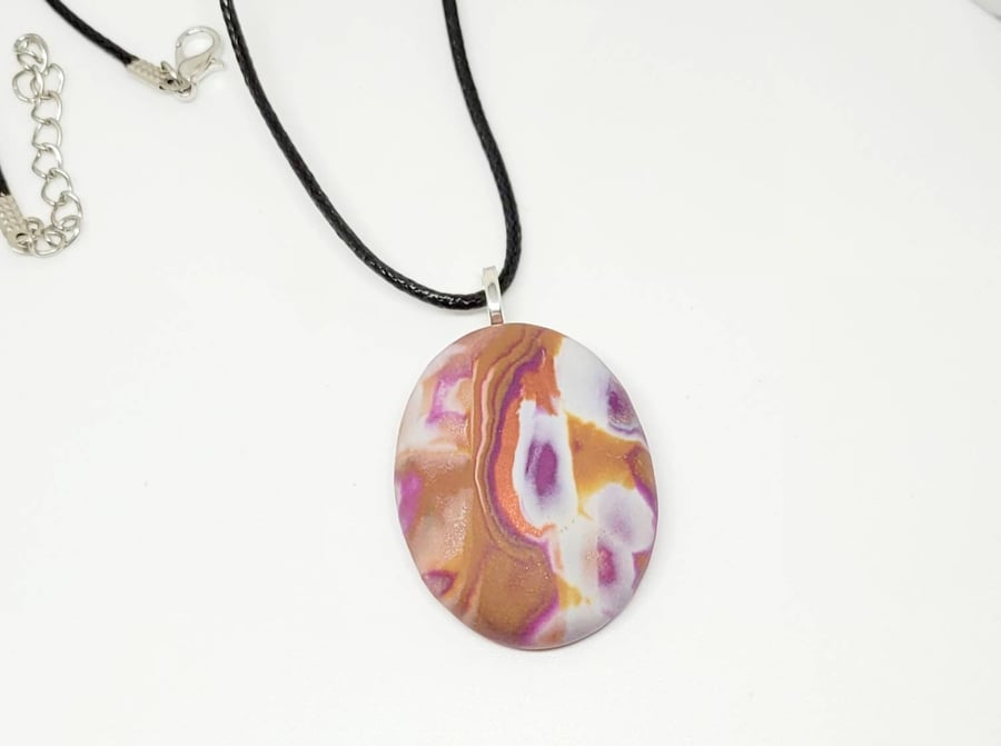 Polymer clay pendant - handmade necklace - unique statement jewellery