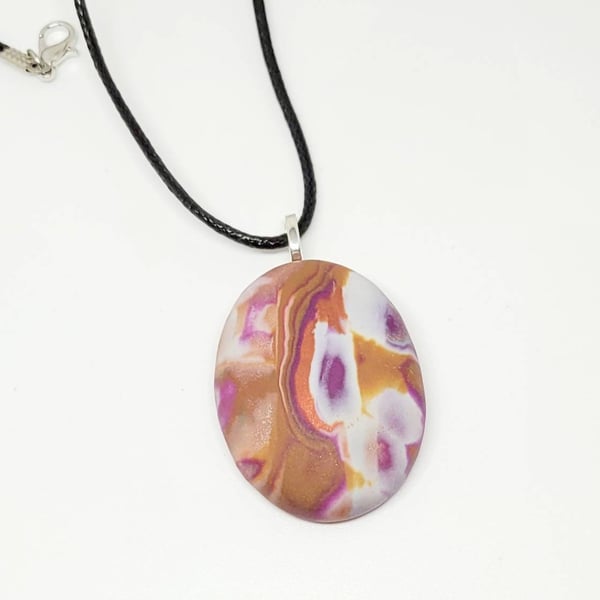 Polymer clay pendant - handmade necklace - unique statement jewellery