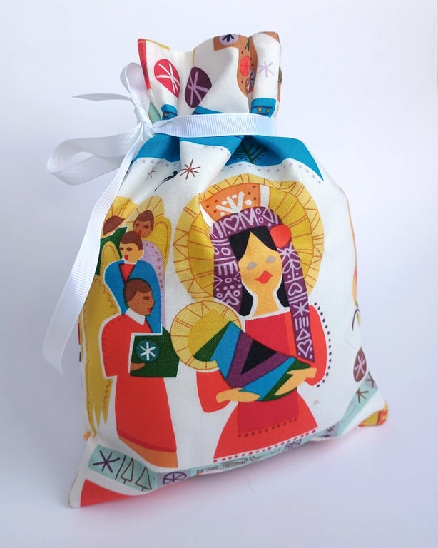 Christmas Gift Bag - Nativity reusable fabric mini sack