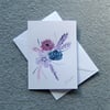 original art,hand painted floral blank greetings card ( ref F 64 )