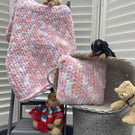 Super Soft Chunky Hand Knitted Baby Blanket (Colour: Dolly Mixtures)