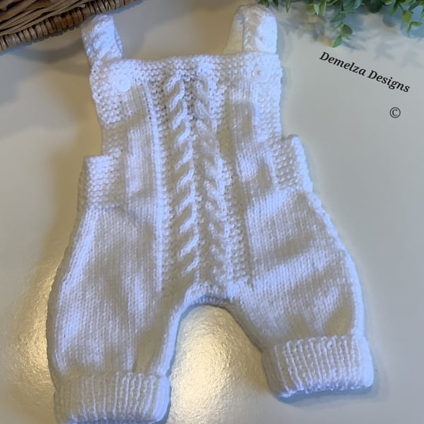 White Baby Hand Knitted Rompers 0-3 months size