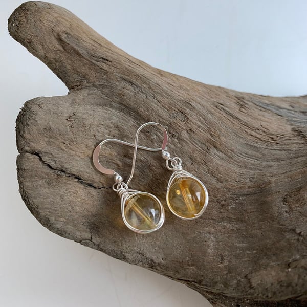 Citrine Drop Earrings, sterling silver