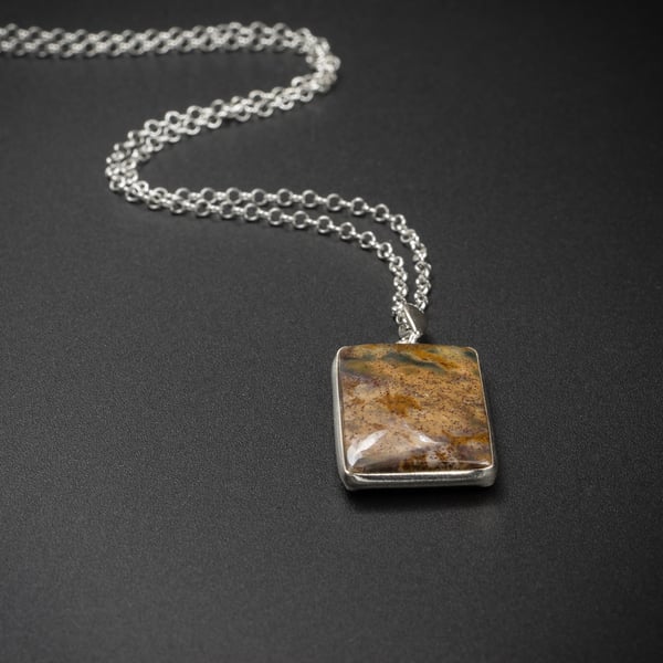 Jasper, sterling silver pendant necklace,  Pisces, Aries jewellery