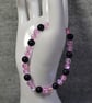 Pink Mermaid Glass and Blue Goldstone Elastic Bracelet - Image 4