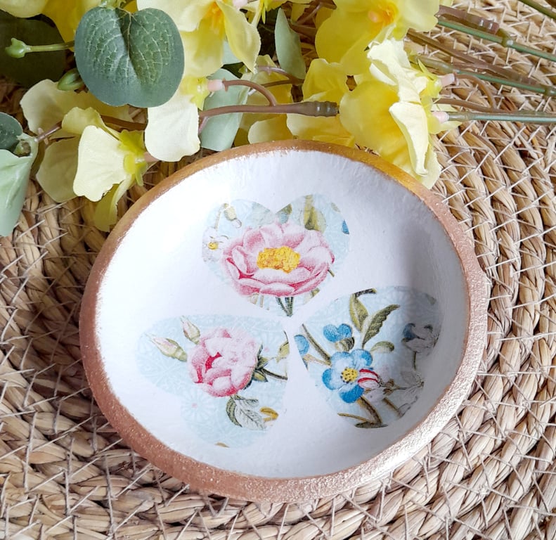 Floral Hearts Clay Trinket Dish 