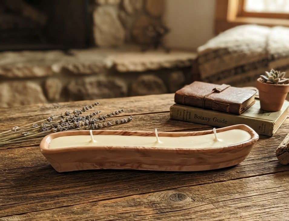 Small Brown Terracotta-Inspired Eco-Resin Trinket Dish Candle