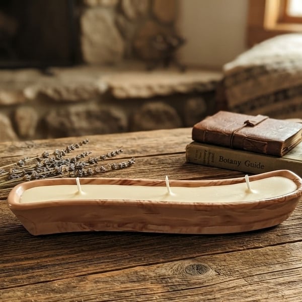 Small Brown Terracotta-Inspired Eco-Resin Trinket Dish Candle