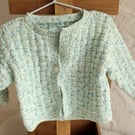 Babies Handknitted Jacket Cardigan, Green and Turquoise, 12 to 18 monthes, hm70