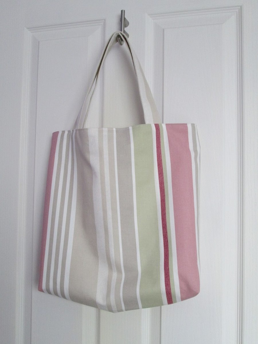 SOLD - Pastel Stripe Tote Bag, Beach Bag, Shopping Bag