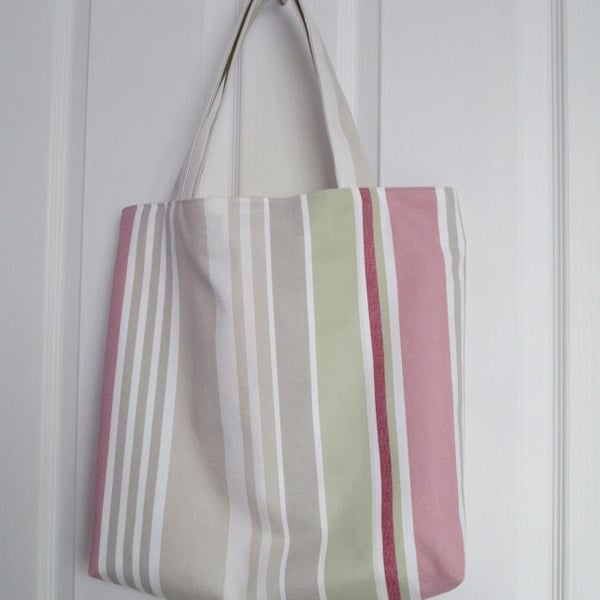 SOLD - Pastel Stripe Tote Bag, Beach Bag, Shopping Bag
