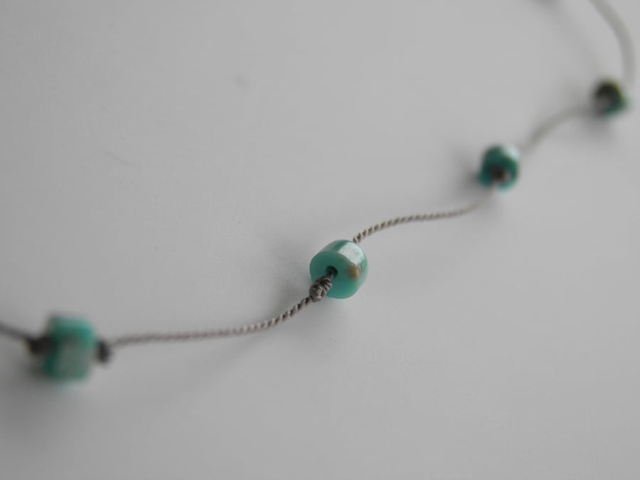 Turquoise Anklet on Silk