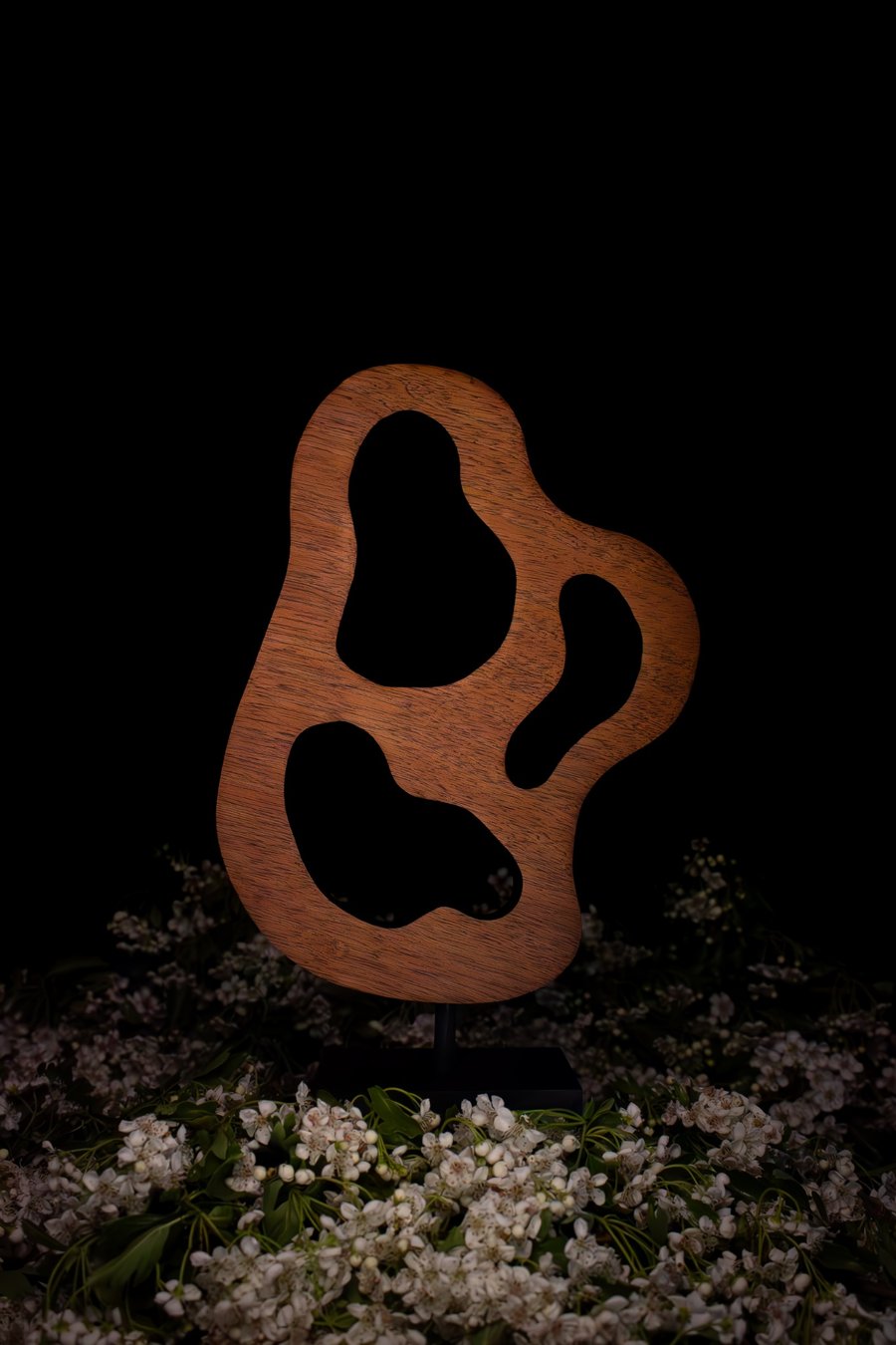 "Nucleus" - abstract sapele wooden sculpture 