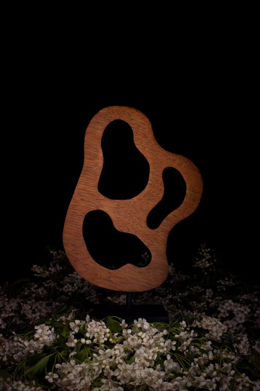 "Nucleus" - abstract sapele wooden sculpture 