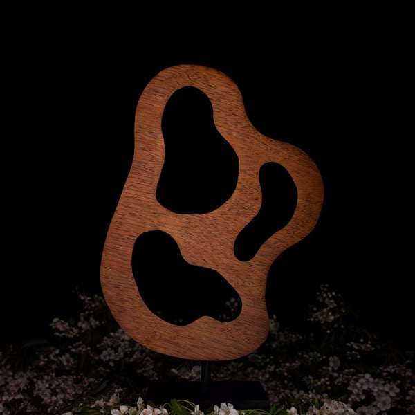 "Nucleus" - abstract sapele wooden sculpture 