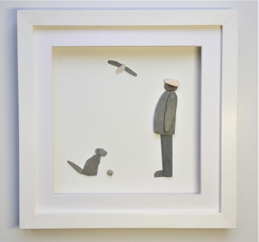 Pebble Art Dog Walker, Unique Gift for Dog Lover, Gift from Pet