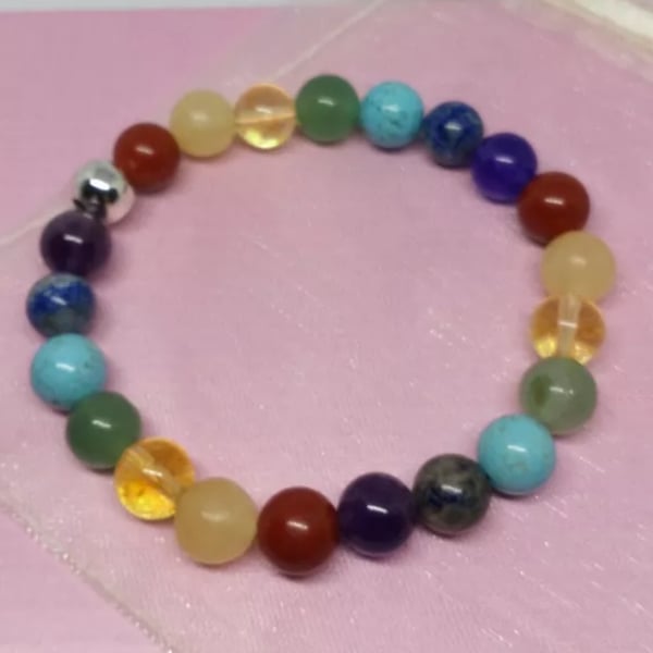 Chakra Gemstone Crystal Bracelet Made To Order In various sizes 