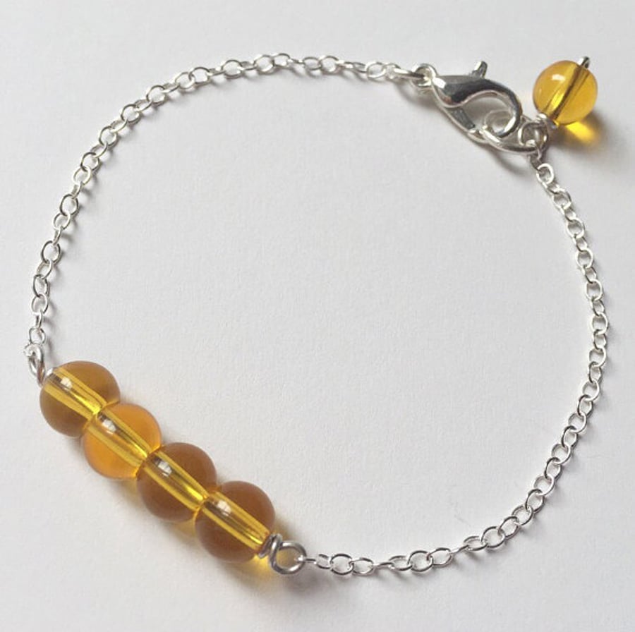 Lemon quartz sterling silver chain bracelet