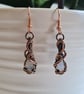 Natural Wire Wrapped Moonstone & Copper Dangle Earrings Gift Crystal Jewellery  - Image 2