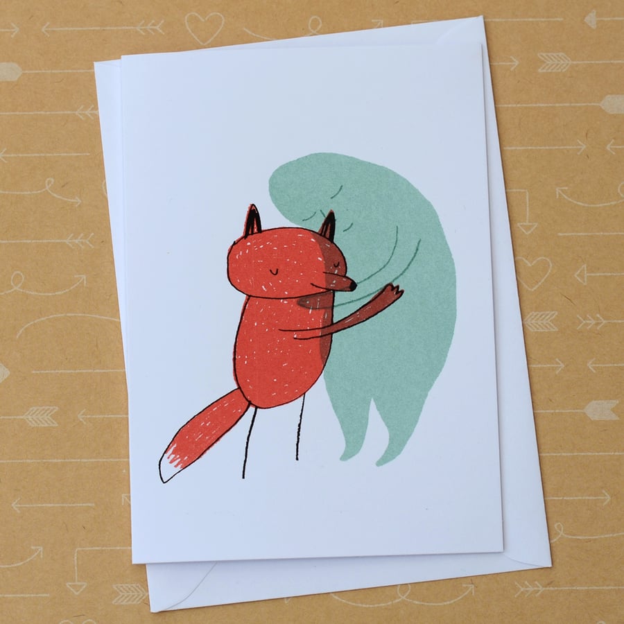 Fox and Sadness - Hand Screen Printed Card