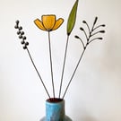 Forever Eternal Wild Flowers on stems - Handmade Stained Glass Flowers