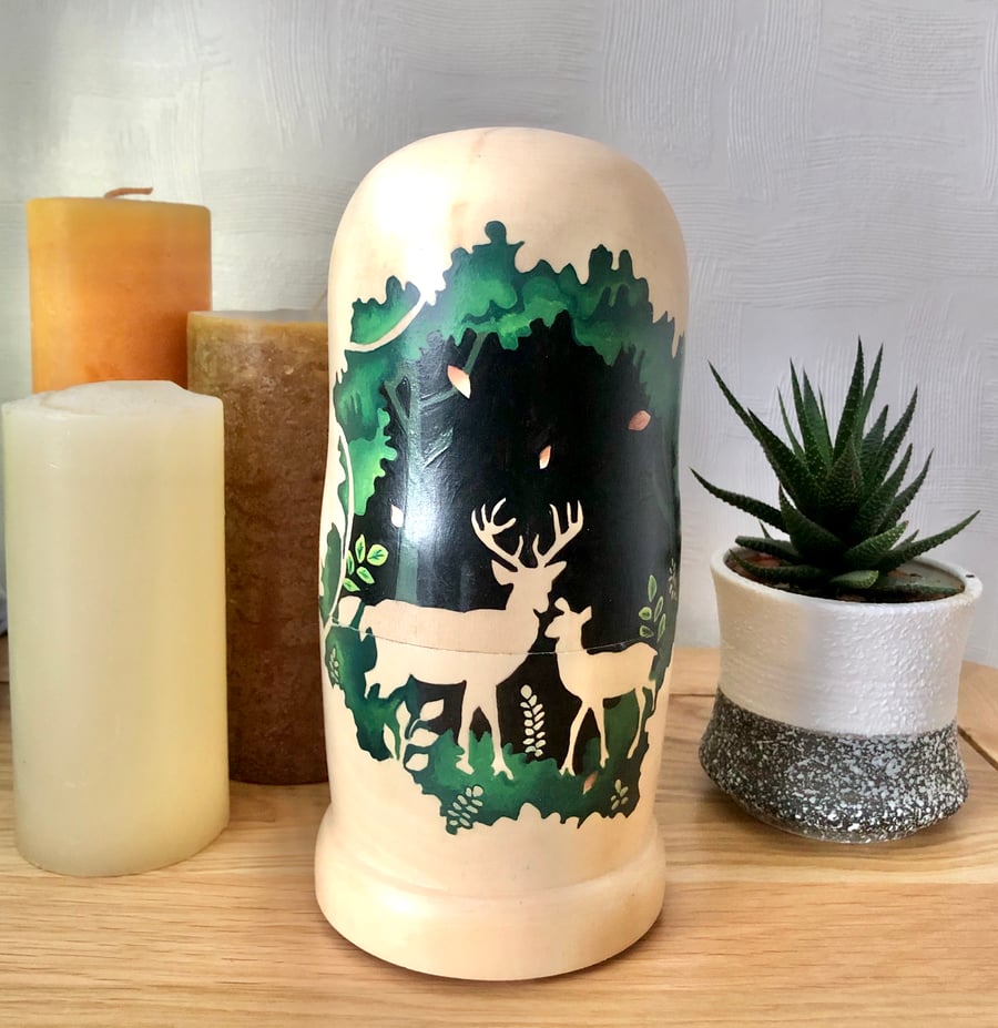 Russian doll music box with hand painted design