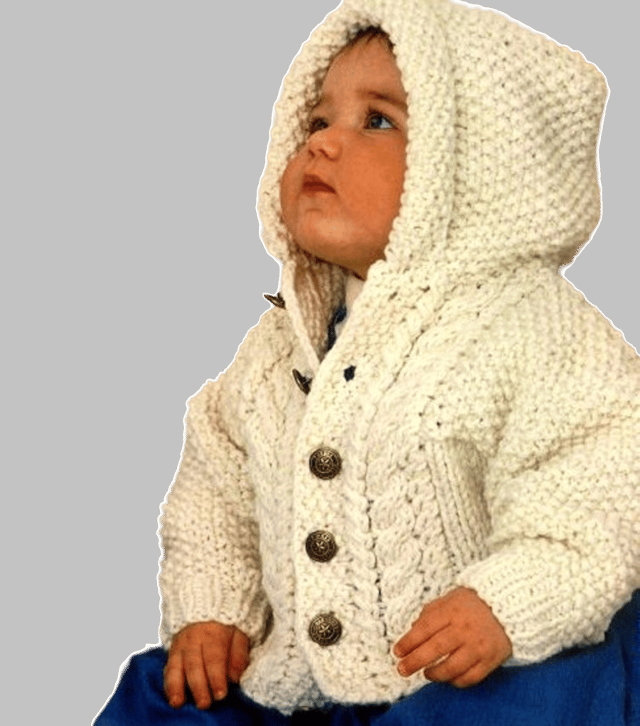 VINTAGE KNITTING PATTERN PDF Baby Jackets with Collar or Hood