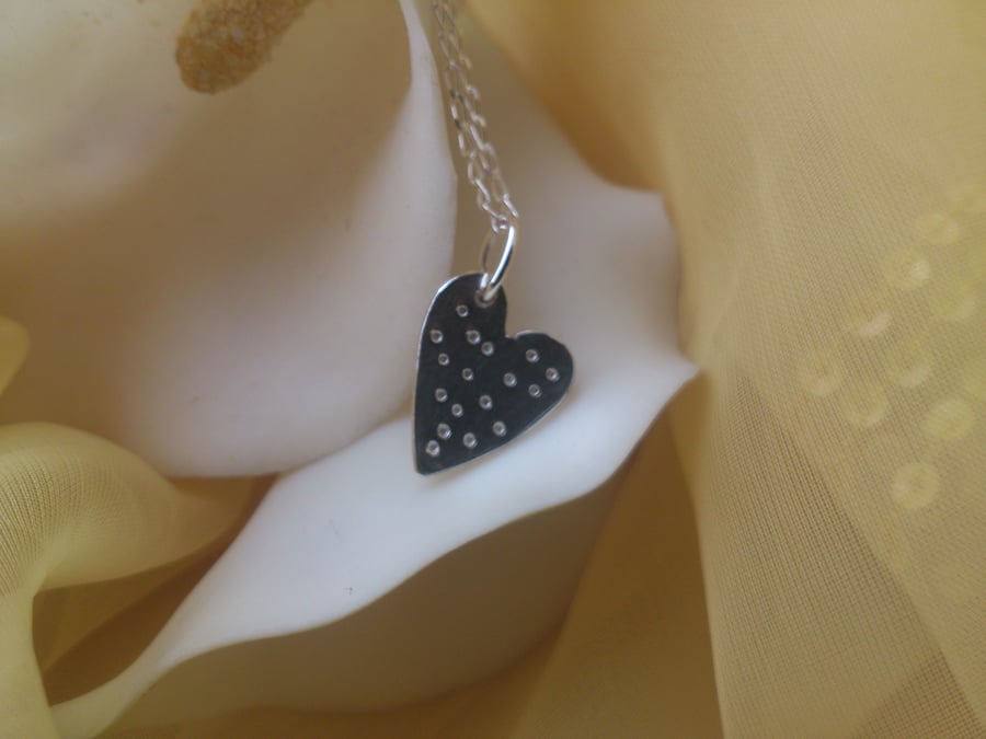 Spotty heart sterling silver necklace