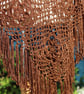 Large triangular crochet shawl in sparkly bronze vintage thread - design LF427 - Image 7