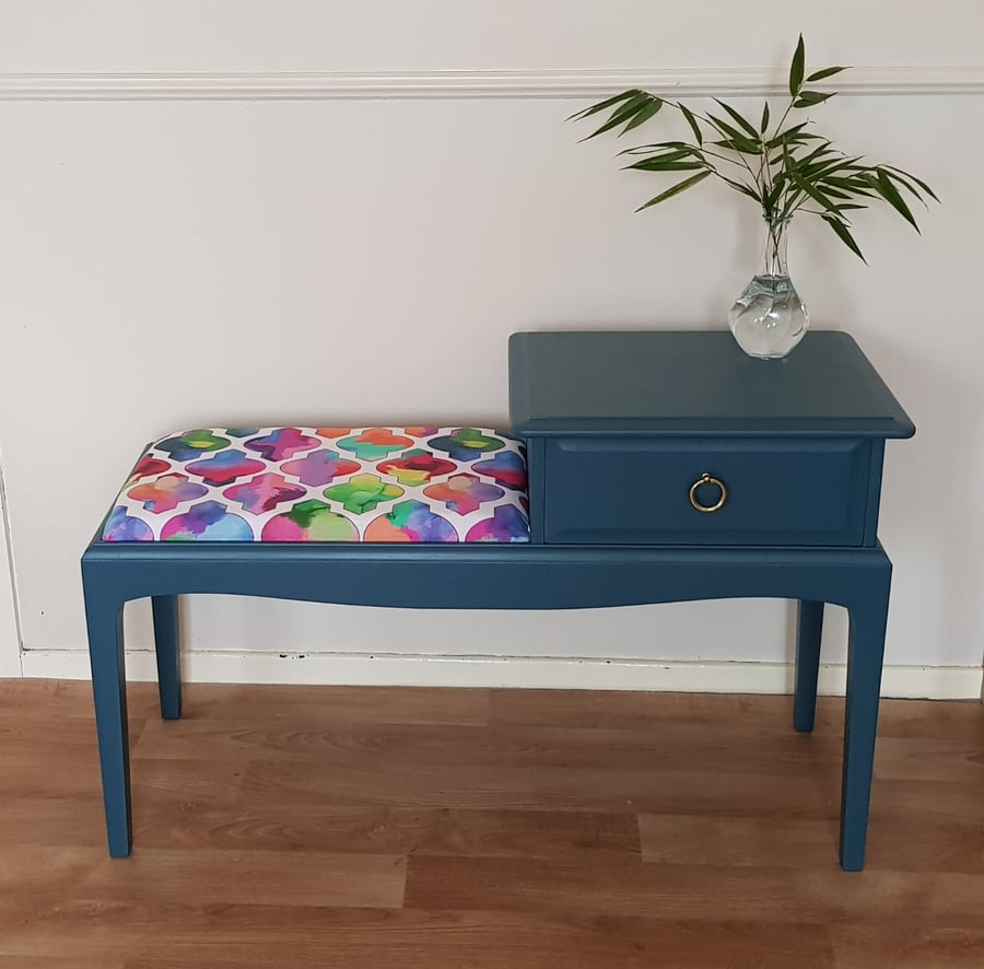 Hand painted upcycled stag telephone gossip seat