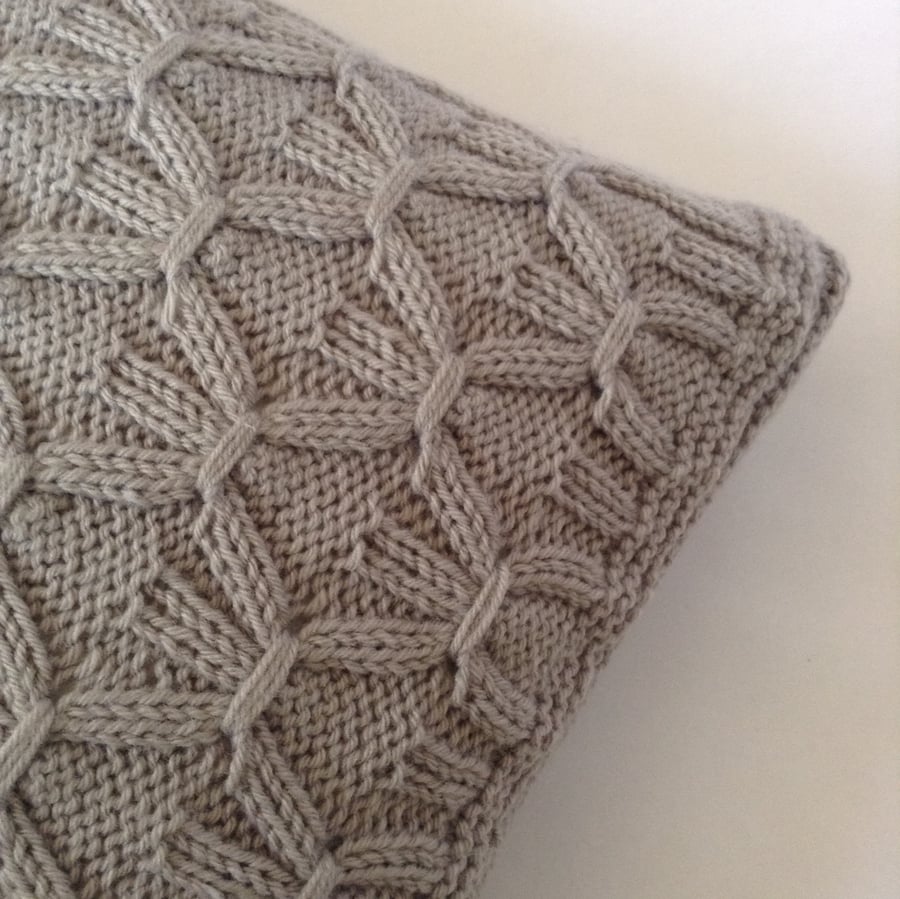 SALE Geometric patterned hand-knitted cushion cover
