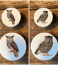 Handmade Owl wild birds pine door knobs wardrobe drawer handles decoupaged 