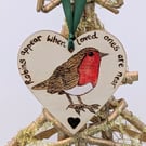 Robin decoration, wooden, robins appear when loved ones are near, memorial 