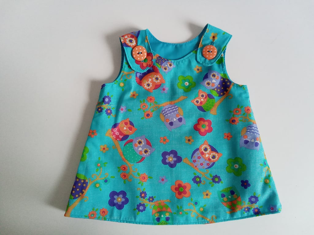 Dress, 0-3 months, Summer dress, Owls, A line dress, pinafore
