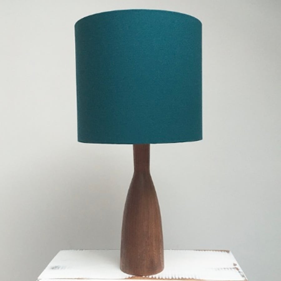 Handmade plain teal drum lampshade
