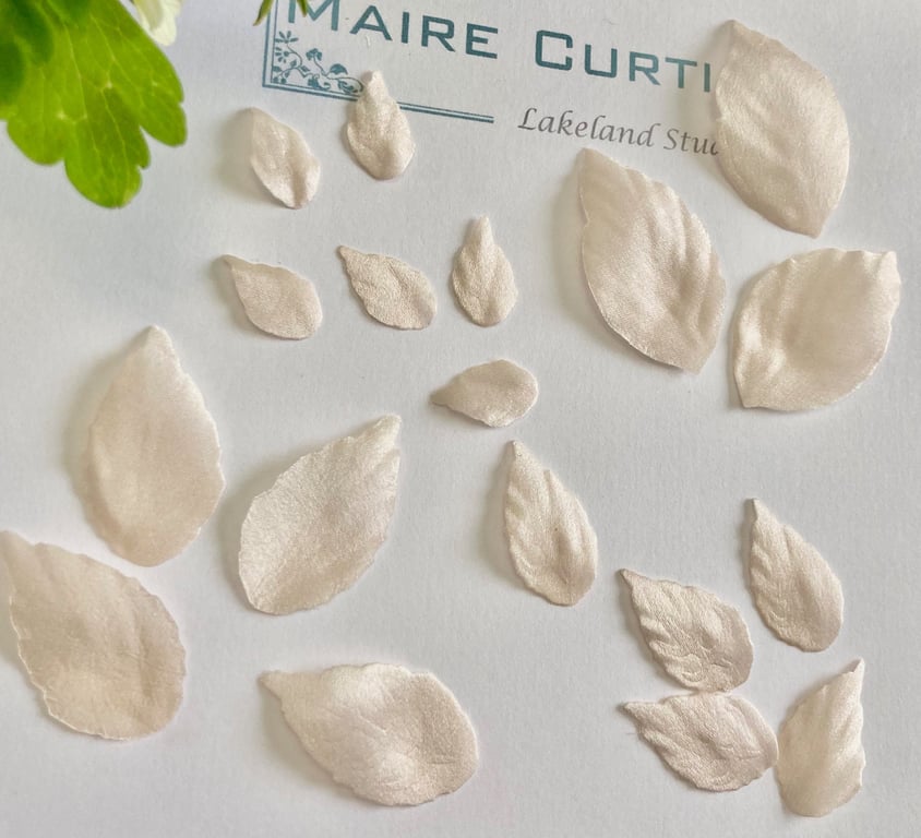 Hand Crafted Blush Silk Satin Leaves