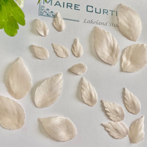 Hand Crafted Blush Silk Satin Leaves
